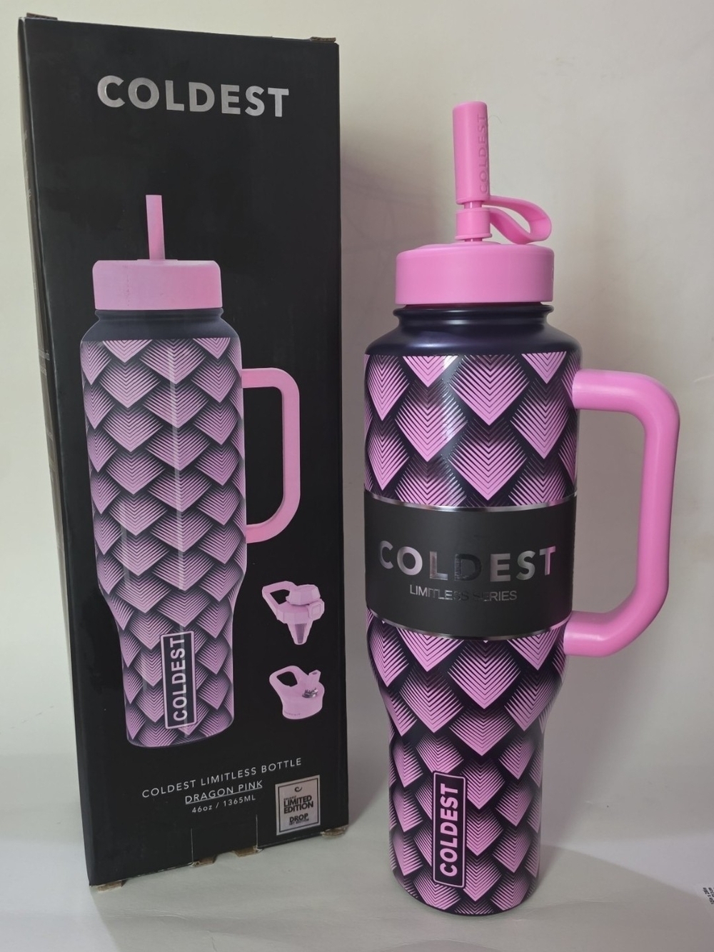 46oz Coldest Limitless Ultra Water Bottle Dragon Pink